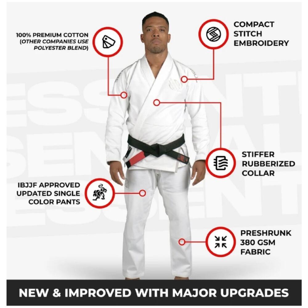 Sanabul Gi Size M-A1 Top Logo White/Silver Fight Training Jiu Jitsu Martial Arts - Picture 5 of 6